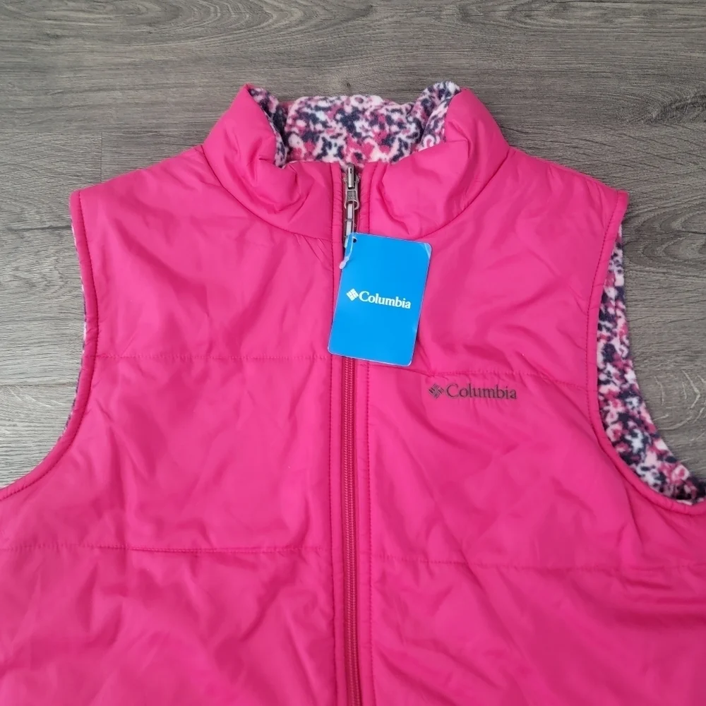 Columbia pink reversible vest size youth XL NWT